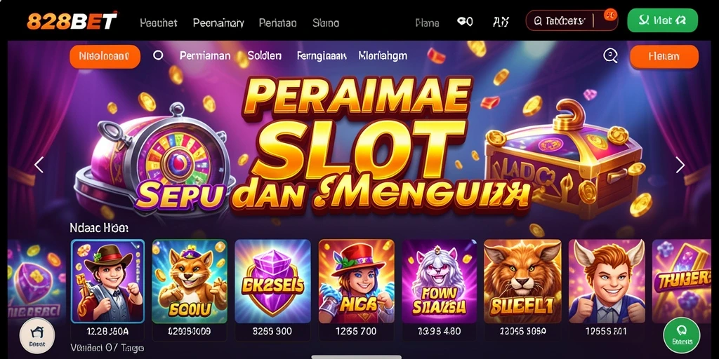 Screenshot utama 828BET menampilkan gameplay seru permainan slot.