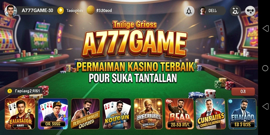 Tampilan menarik dari permainan kasino di A777GAME.