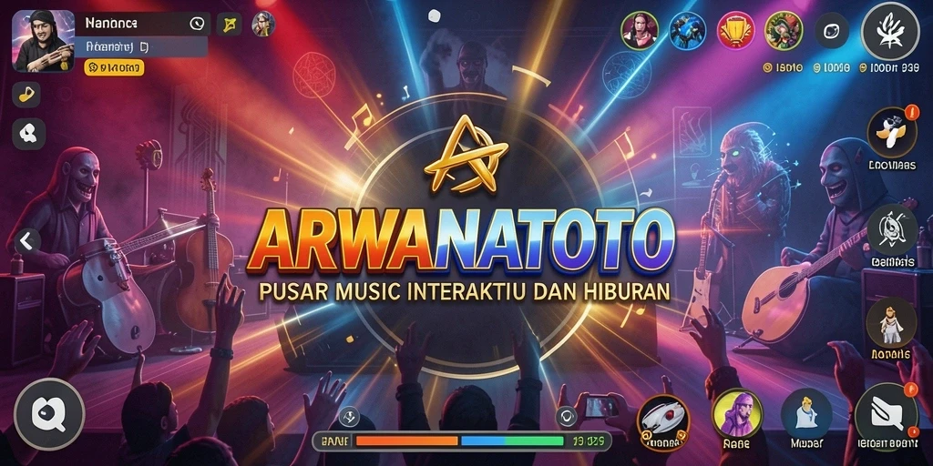 Tampilan gameplay ARWANATOTO dengan alat musik interaktif yang menyenangkan.