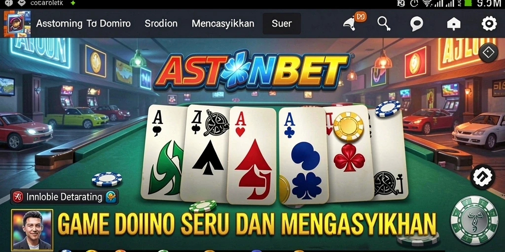 Screenshot gameplay ASTONBET dengan aksi seru permainan Domino.