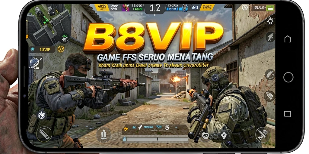 Screenshot gameplay B8VIP menampilkan aksi tembak-menembak yang intens.