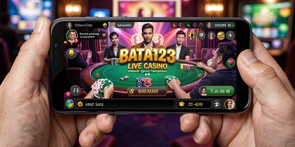 Screenshot BATA123 menampilkan dealer live yang sedang berinteraksi dengan pemain.