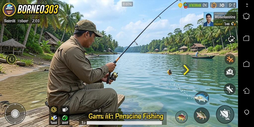 Tampilan menarik gameplay memancing di BORNEO303.