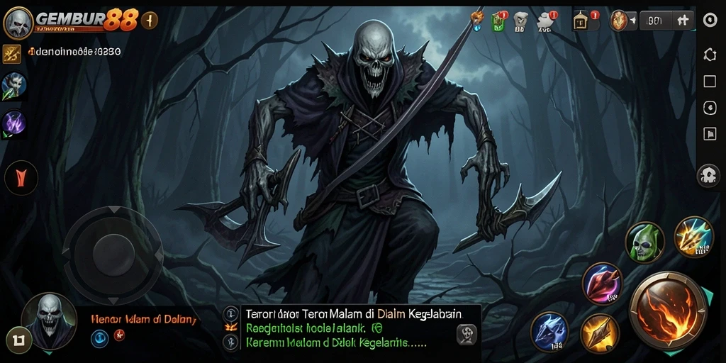 Tampilan gameplay GEMBUR88 yang mencekam dan menakutkan.