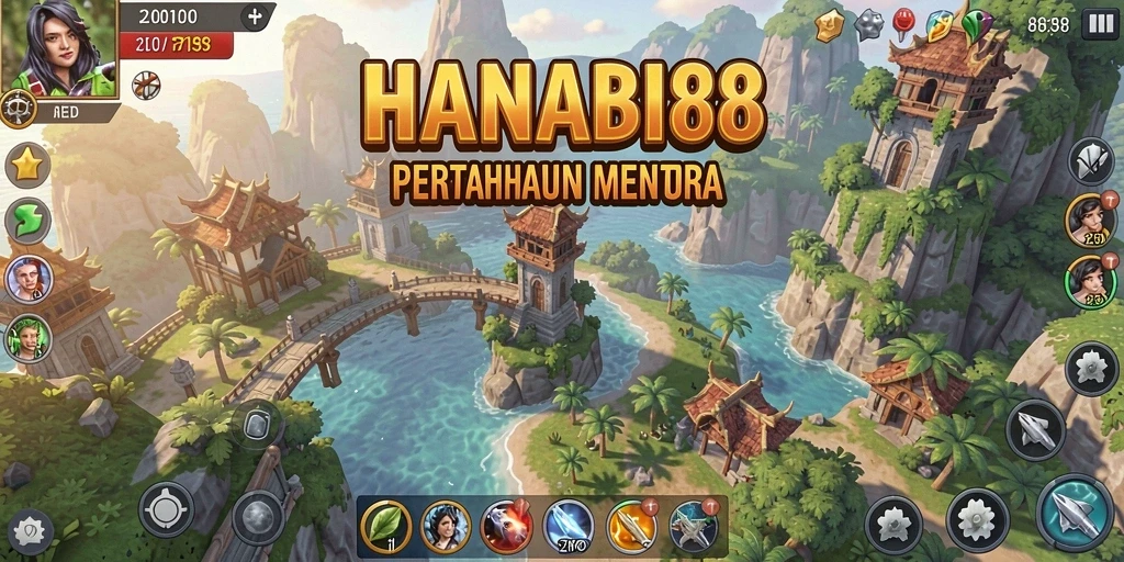 Tampilan menarik dari gameplay Tower Defense HANABI88.
