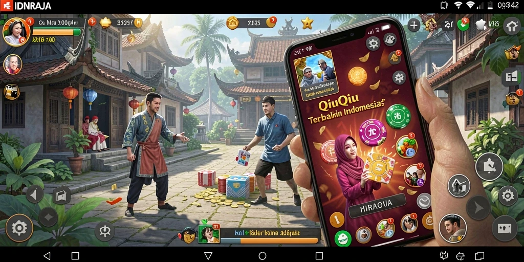 Tampilan gameplay seru IDNRAJA dengan aksi QiuQiu yang intens.