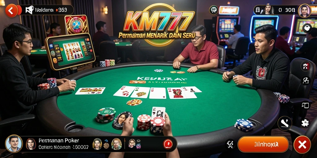 Screenshot gameplay KM777 yang menunjukkan serunya permainan Poker.