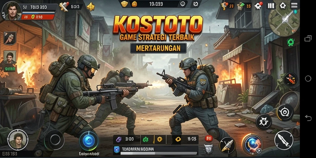 Tampilan gameplay KOSTOTO yang dinamis dan penuh strategi.