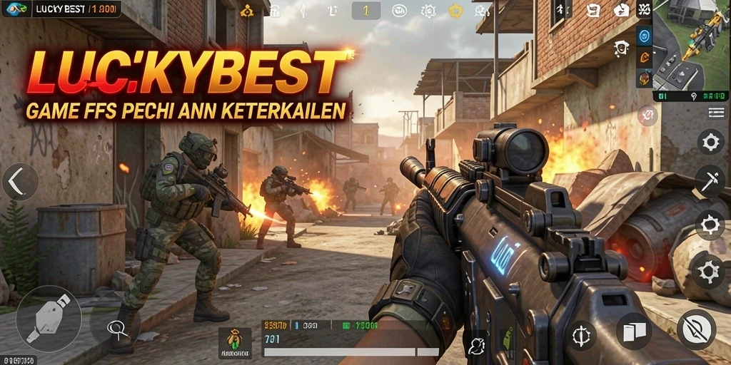 Screenshot gameplay LUCKYBEST yang menunjukkan aksi seru di medan perang.