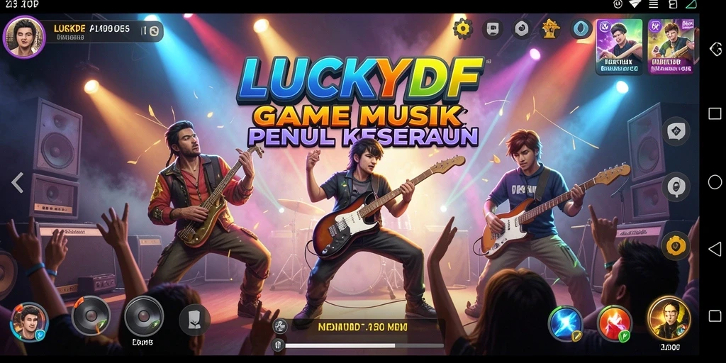 Tampilan gameplay menarik LUCKYDF dengan berbagai tantangan musik.