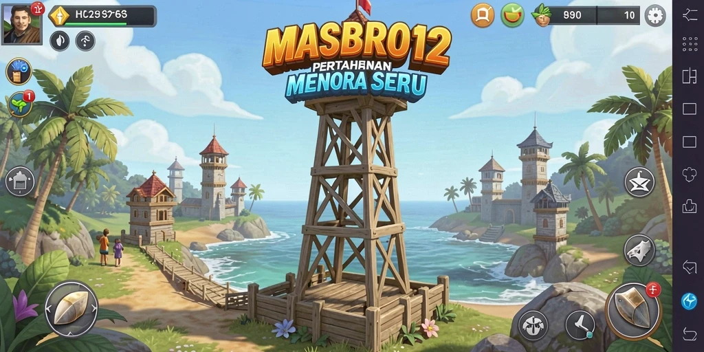 Tampilan aksi menara pertahanan dalam MASBRO12 yang mendebarkan.