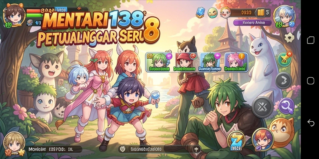 Screenshot gameplay MENTARI138 dengan karakter menarik dan latar belakang yang menakjubkan.