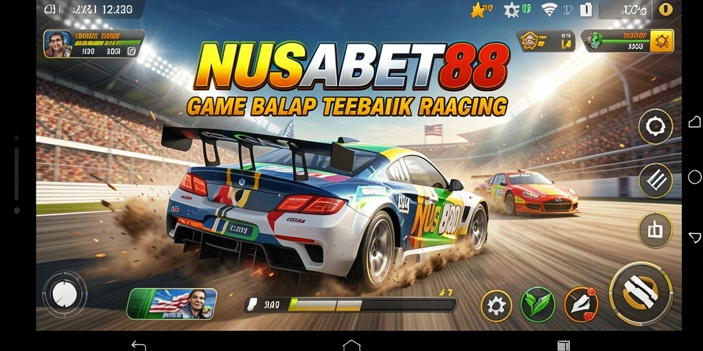 Screenshot menunjukkan lintasan balap yang menegangkan di NUSABET88.