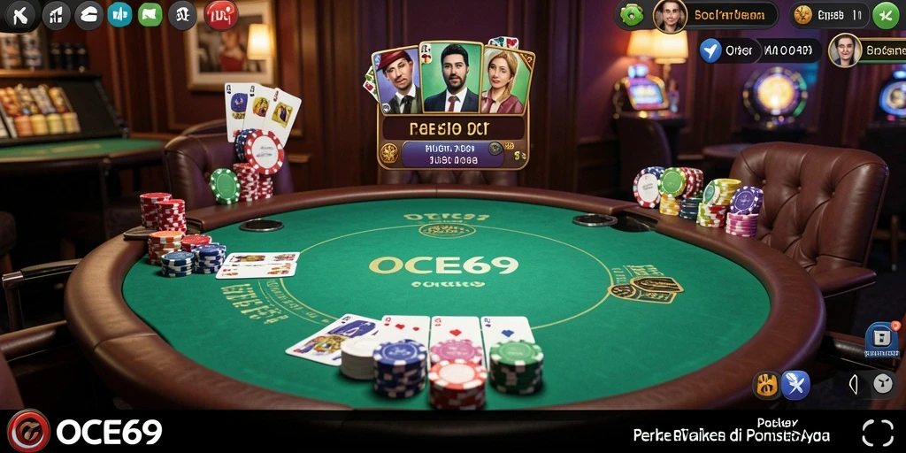 Screenshot gameplay OCE69 menampilkan keseruan permainan Poker yang mendebarkan.