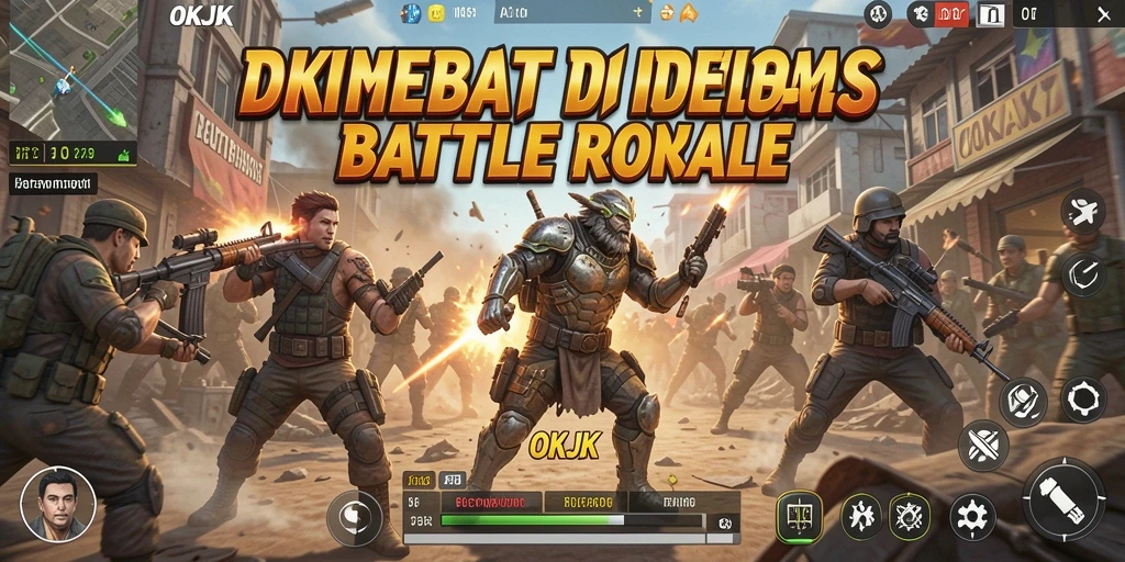 Screenshot gameplay menampilkan aksi pertempuran seru di arena Battle Royale.