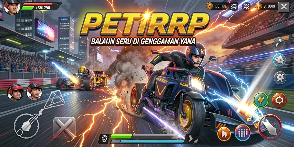 Tampilan gameplay seru dari PETIRRP saat balapan.