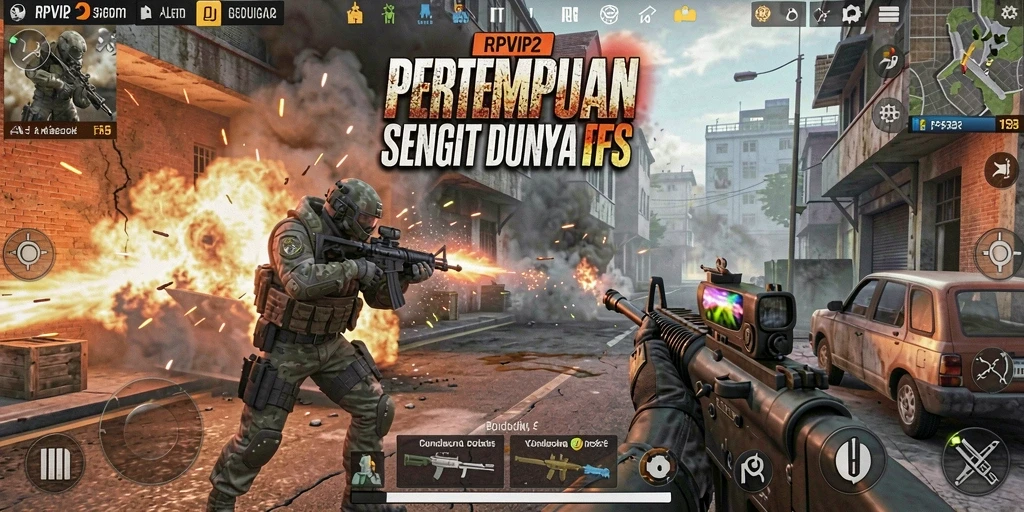 Tangkapan layar utama RPVIP2 menampilkan aksi gameplay FPS yang intens.