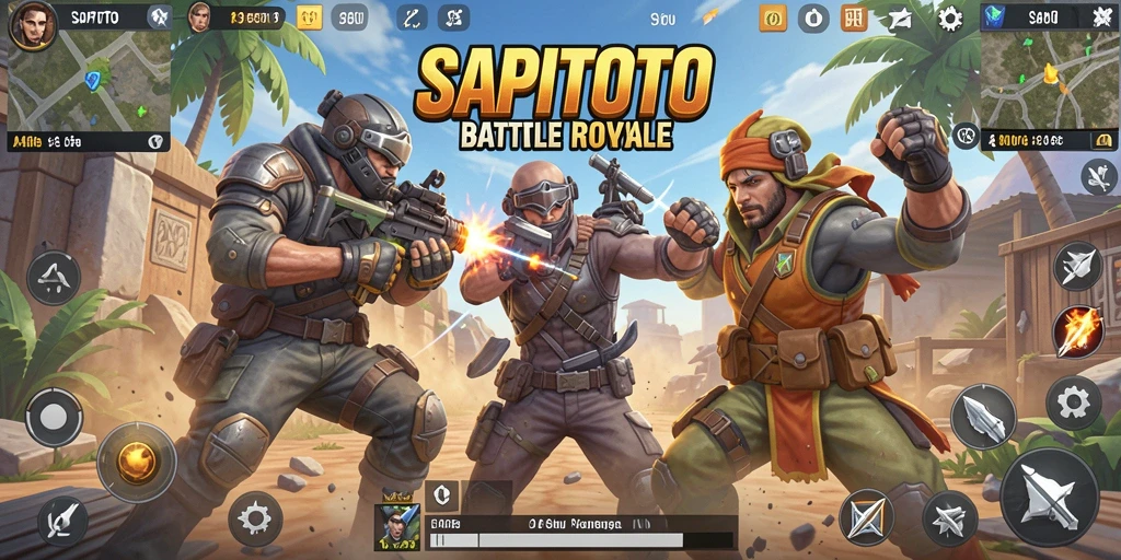 Screenshot gameplay seru dari SAPITOTO dalam mode battle royale.