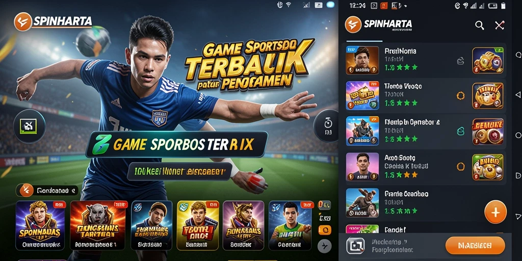 Tampilan gameplay SPINHARTA dengan taruhan olahraga yang seru.