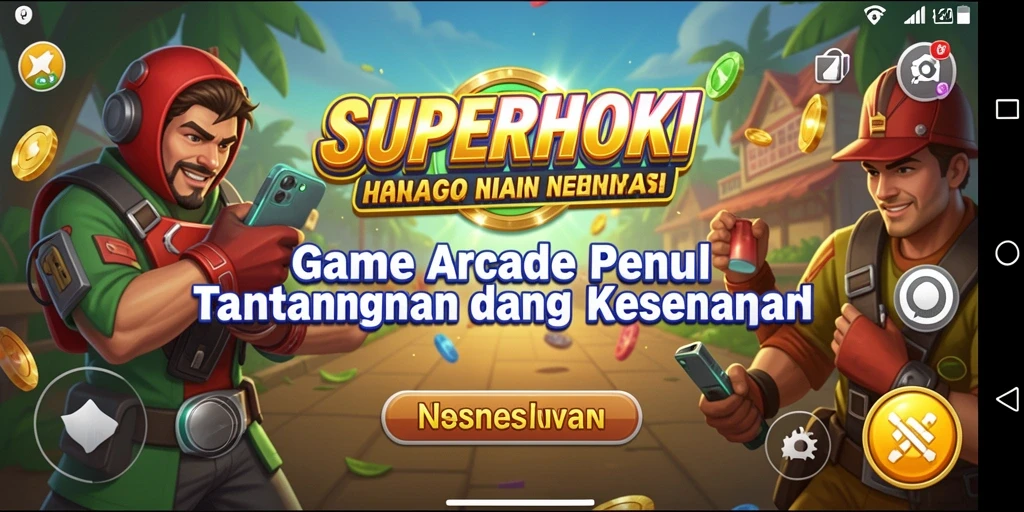Screenshot gameplay SUPERHOKI yang menampilkan aksi seru di level Arcade.