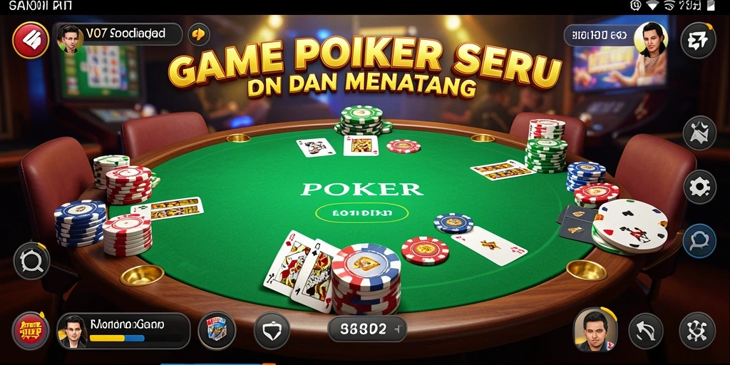 Tampilan screenshot V07 yang menunjukkan keseruan permainan Poker.
