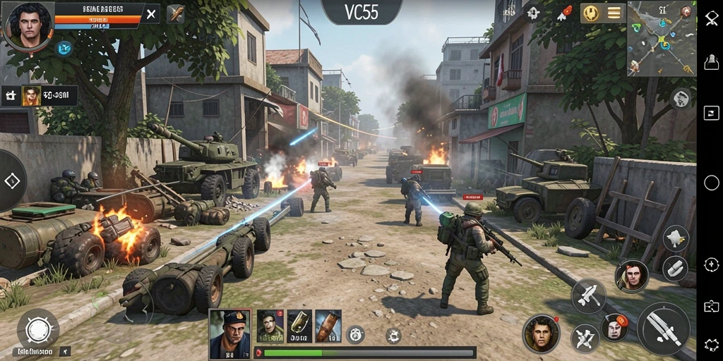 Tampilan gameplay VC55 yang penuh aksi dan strategi mendalam.