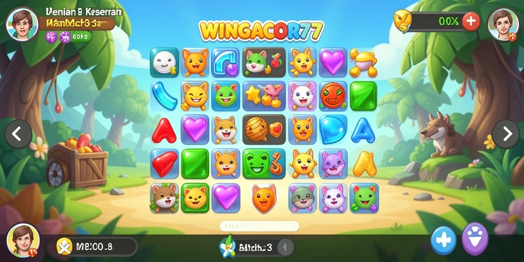 Tampilan gameplay seru di WINGACOR77 saat mencocokkan item.
