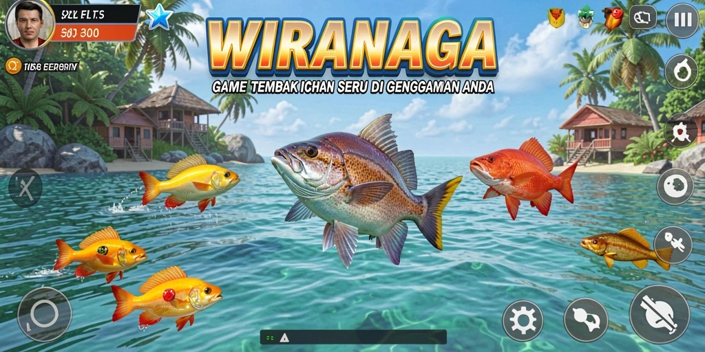 Tampilan gameplay seru dengan aksi menembak ikan di WIRANAGA.